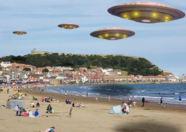Вестник Sun съобщава новината че Scarborough е НЛО столица на Великобритания с ето това изображение Вестник Sun съобщава новината че Scarborough е НЛО столица на Великобритания с ето това изображение