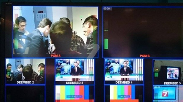 студиото на тв7 по време на обиска студиото на тв7 по време на обиска