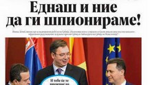 Първа страница на македонския вестник "Слободен печат" ден след скандала със Сърбия Първа страница на македонския вестник "Слободен печат" ден след скандала със Сърбия