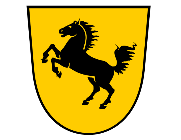 Герб конь на зеленом фоне